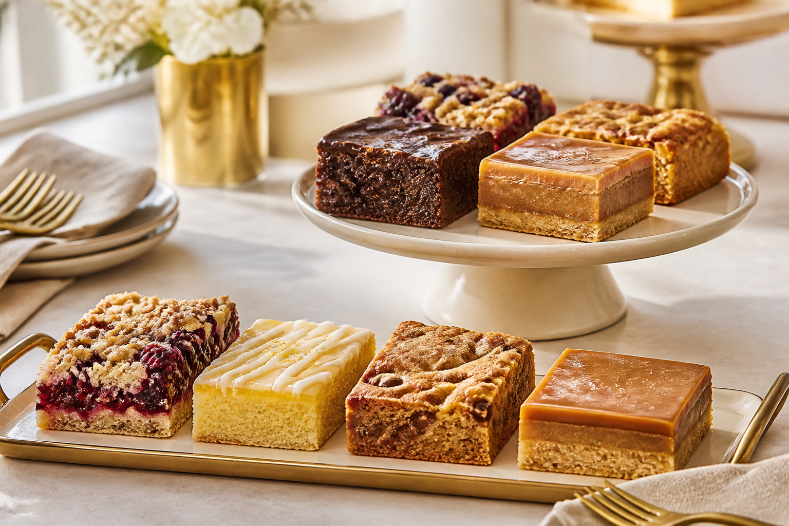 An elegant assortment of handcrafted tray bakes